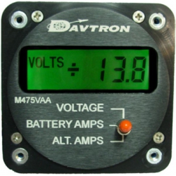 DAVTRON MODEL 475VAA-5V-NVG DC VOLTS/BATT AMP/ALT AMP 5V LIGHTING W/ NVG
