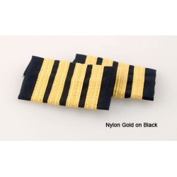 PREMIUM EPAULETS 4 NYLON GOLD STRIPES ON BLACK