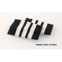 Premium Epaulets 3 Metallic Silver Stripes On Blac