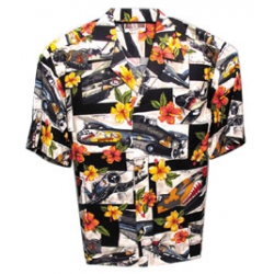 Black Hibiscus Hawaiian Shirt S